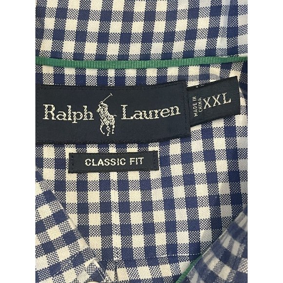 Polo Ralph Lauren Classic Fit Blue Gingham Button Front Casual Shirt XXL - Picture 5 of 6